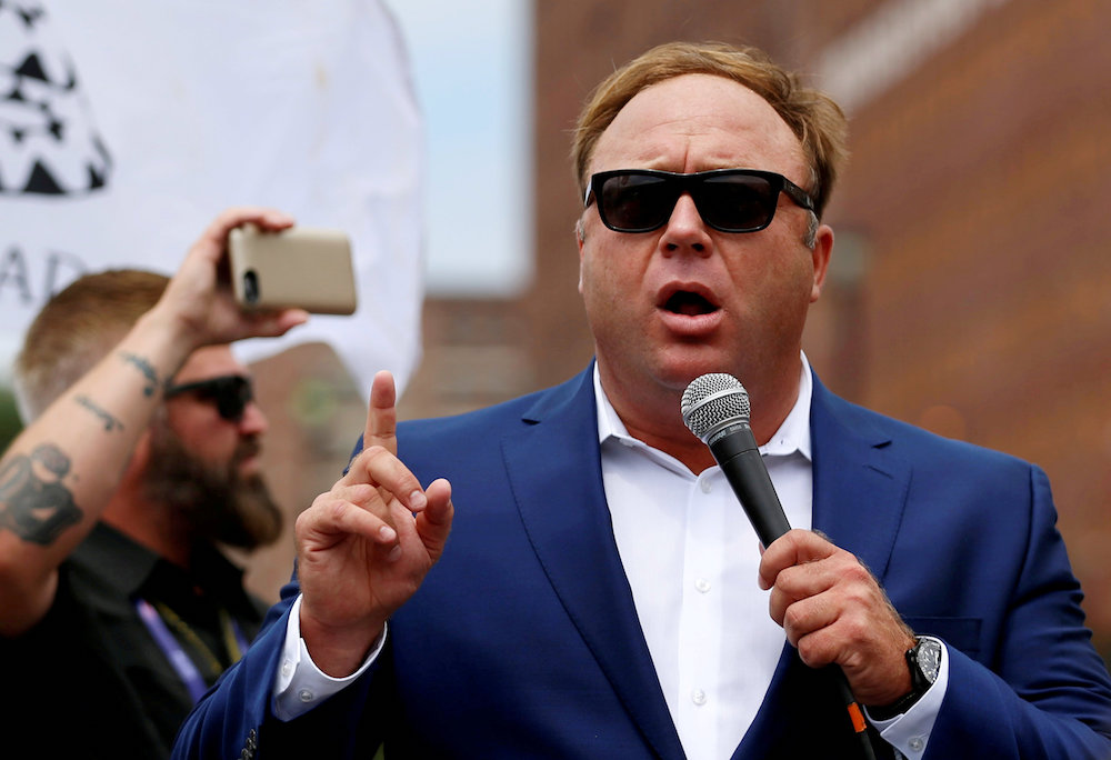 Alex Jones from Infowars.com speaks during a rally in support of Republican presidential candidate Donald Trump near the Republican National Convention in Cleveland, Ohio July 18, 2016. u00e2u20acu201d Reuters pic