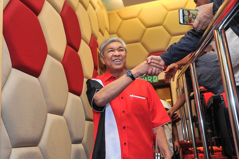Newly elected Umno president Datuk Seri Ahmad Zahid Hamidi arrives for a press conference at PWTC in Kuala Lumpur July 1, 2018. u00e2u20acu201d Picture by Shafwan Zaidon 