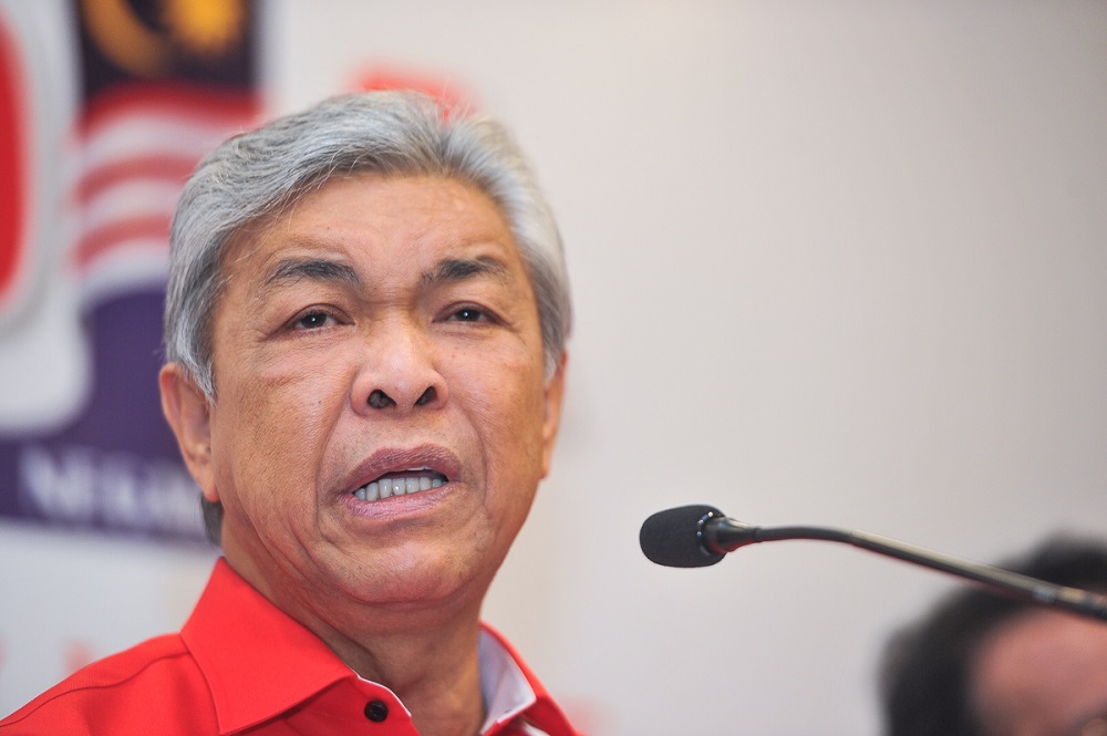 Newly elected Umno president Datuk Seri Ahmad Zahid Hamidi speaks during a press conference at PWTC in Kuala Lumpur July 1, 2018. u00e2u20acu201d Picture by Shafwan Zaidon 