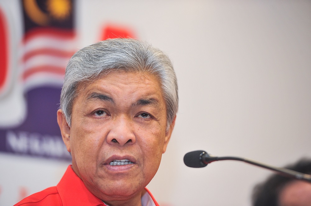 Newly elected Umno president Datuk Seri Ahmad Zahid Hamidi speaks during a press conference at PWTC in Kuala Lumpur July 1, 2018. u00e2u20acu201d Picture by Shafwan Zaidon 