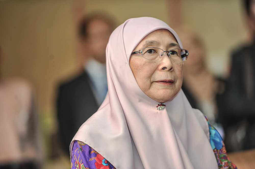 Minister of Women and Family Development (KPWKM), Datuk Seri Dr Wan Azizah Wan Ismail speaks to media during a press conference at the Ministry of Women and Family Development in Putrajaya July 2, 2018. u00e2u20acu201d Picture by Shafwan Zaidon