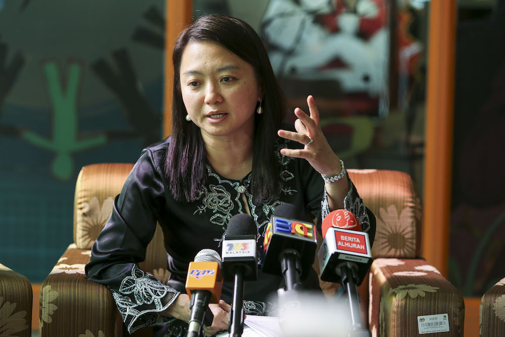 Deputy Women, Family and Community Development Minister, Hannah Yeoh, speaks during a press conference in Putrajaya July 5, 2018. u00e2u20acu201d Picture by Yusof Mat Isa