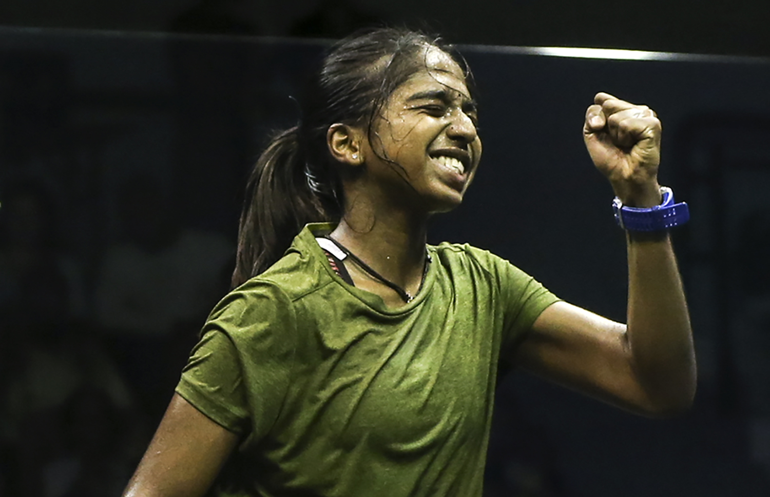 Sivasangari Subramaniam celebrates her winning against Low Wee Wern in the Ohana National Squash Championship 2018 finals at Bukit Jalil. u00e2u20acu201d Picture by Azneal Ishak