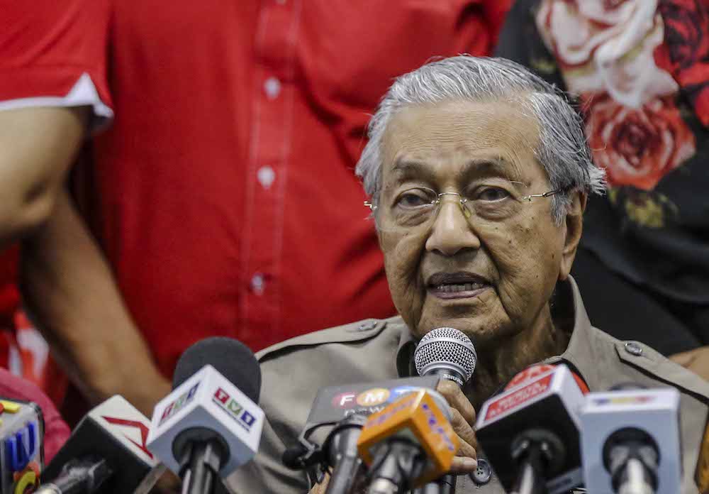 Parti Pribumi Bersatu Malaysia chairman Tun Dr Mahathir Mohamad speaks during a press conference in Petaling Jaya July 20, 2018. u00e2u20acu201d Picture by Firdaus Latif