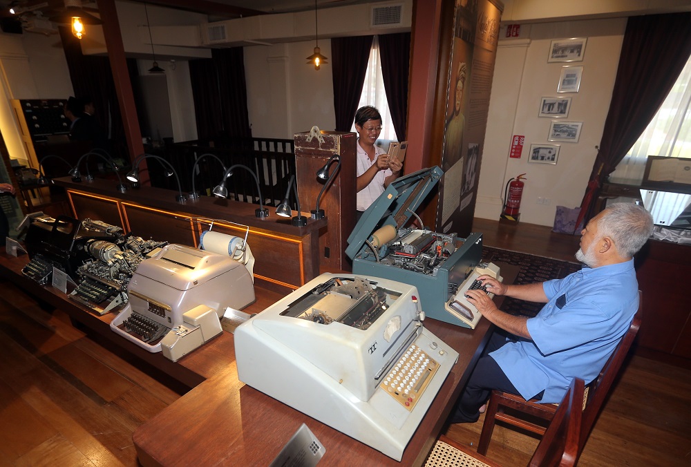 Visitors are seen at the newly-launched Telegraph Museum in Taiping. 