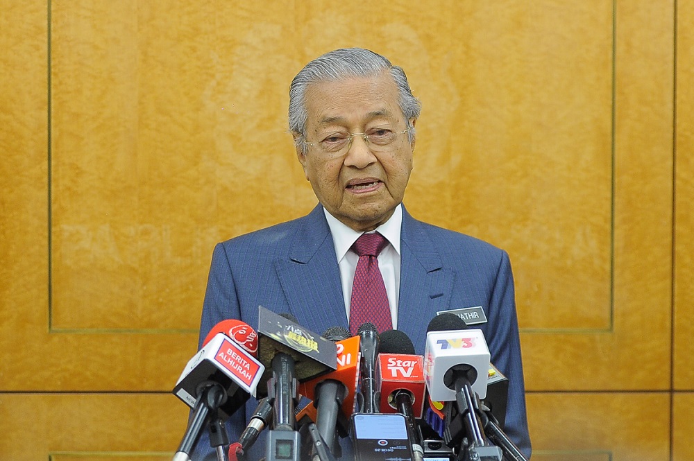 Prime Minister Tun Dr Mahathir Mohamad speaks during a press conference at the Parliament lobby in Kuala Lumpur July 30, 2018. u00e2u20acu201d Picture by Shafwan Zaidon
