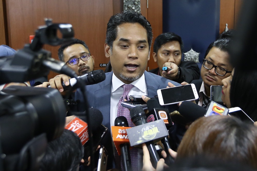 Khairy Jamaluddin speaks to the media at Parliament July 24, 2018. u00e2u20acu201d Picture by Zuraneeza Zulkifli