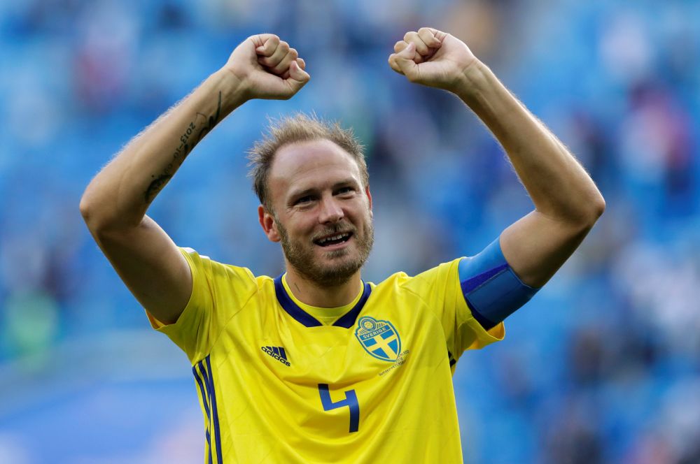 Sweden's Andreas Granqvist celebrates after the match against Switzerland, July 3, 2018. u00e2u20acu2022 Reuters pic