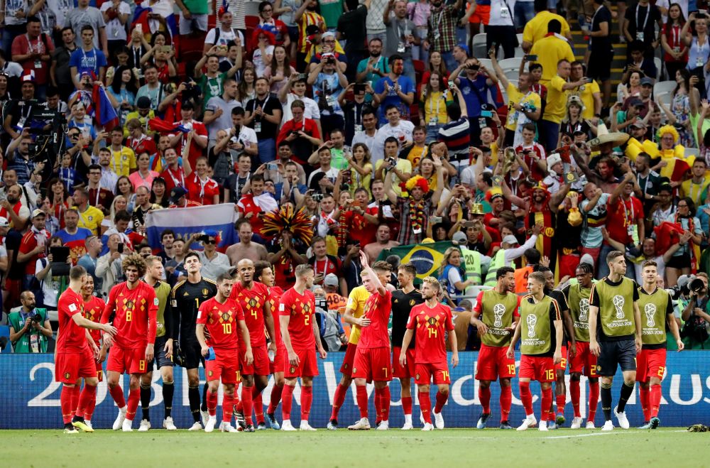 Belgium players celebrate in front of their fans after their match against Brazil at the Kazan Arena in Russia, July 7, 2018. u00e2u20acu201d Reuters pic