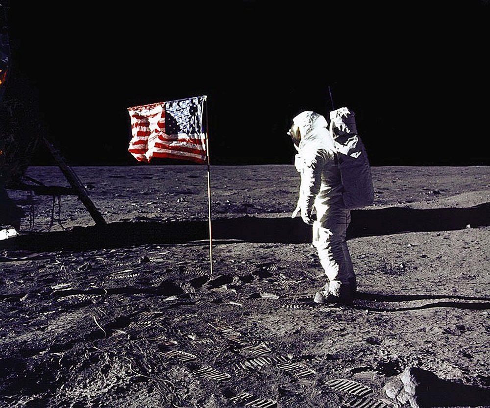 This Nasa file photo taken on July 20, 1969 shows astronaut Edwin E. u00e2u20acu02dcBuzzu00e2u20acu2122 Aldrin Jr saluting the US flag on the surface of the Moon during the Apollo 11 lunar mission. u00e2u20acu201d AFP pic 