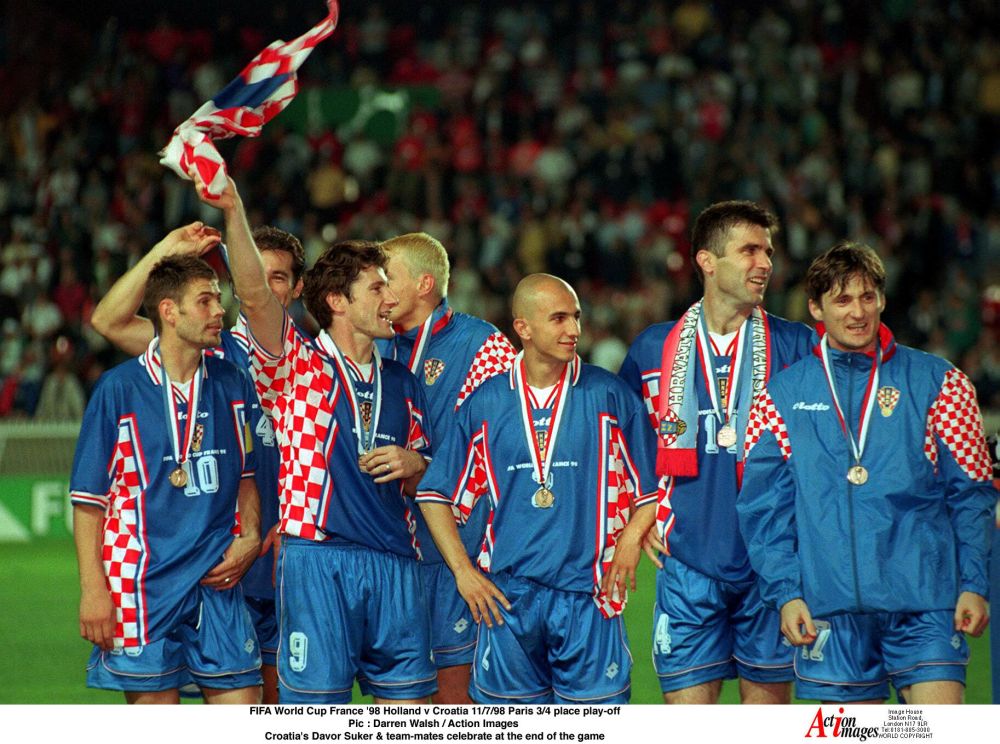 Croatiau00e2u20acu2122s Davor Suker and  teammates celebrate at the end of the game between Croatia and Holland during the 1998 World Cup at Parc des Princes in Paris, July 14, 2018. u00e2u20acu201d Reuters pic