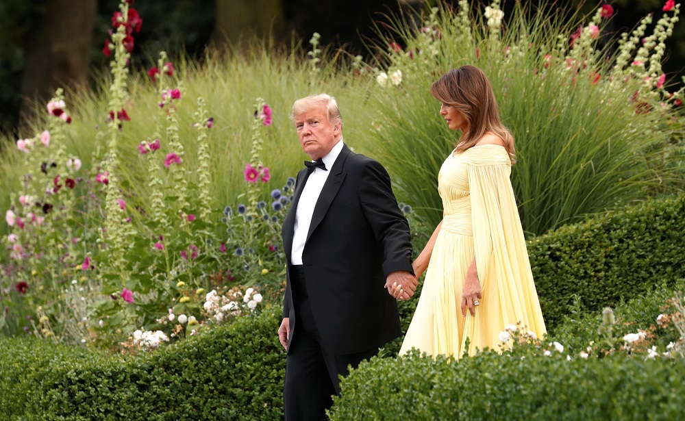 US President Donald Trump and the first Lady Melania Trump leave the US ambassador's residence, Winfield House, in London, Britain, July 12, 2018. u00e2u20acu201d Reuters pic