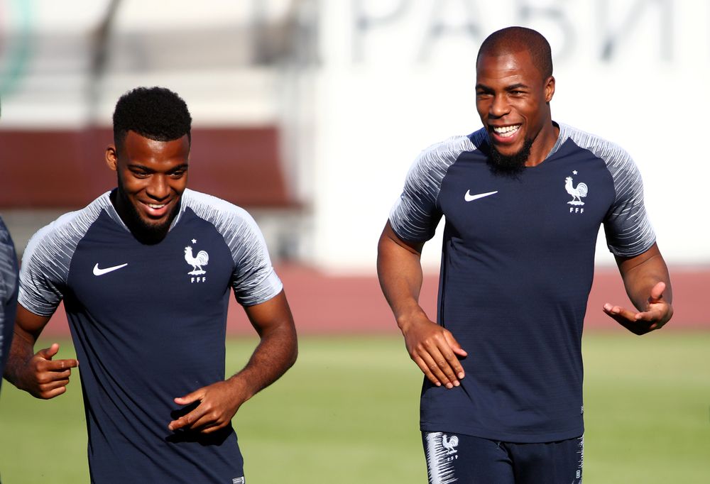 Franceu00e2u20acu2122s Thomas Lemar and Djibril Sidibe during training in Central Stadium, Kazan, Russia, June 29, 2018. u00e2u20acu201d Reuters pic