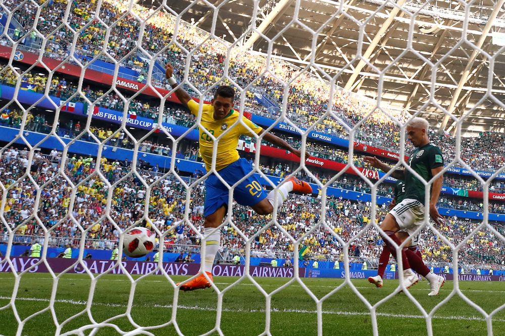 Brazilu00e2u20acu2122s Roberto Firmino scores their second goal against Mexico during their World Cup Round of 16 match in Samara Arena, Samara, Russia, July 2, 2018. u00e2u20acu201d Reuters pic