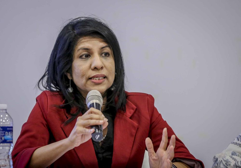 Cynthia Gabriel from C4 speaks during the G25 forum on Political Financing Reforms in Kuala Lumpur July 21, 2018. u00e2u20acu2022 Picture by Firdaus Latif