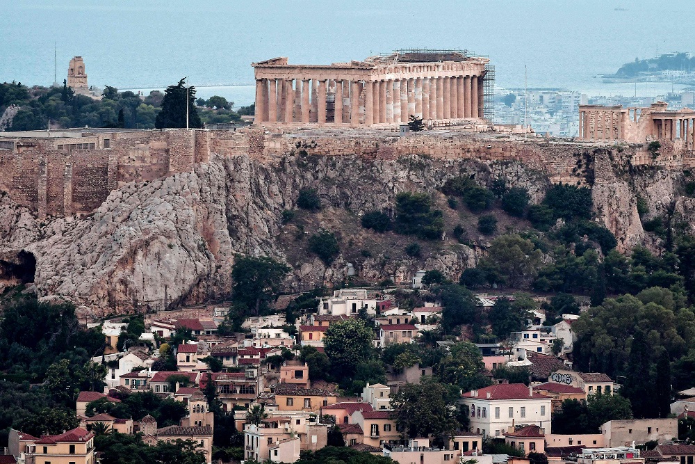 This picture shows a general view of the tiny Anafiotika district of Athens, under the Acropolis archaeological site taken on July 10, 2018. u00e2u20acu201d AFP pic
