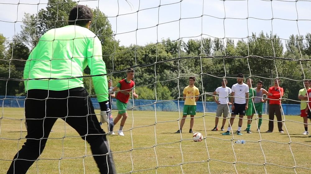 The Syrian refugee team, Cafe Rits, practice ahead of the Fair Play Cup, Waterford, Ireland on June 23, 2018. u00e2u20acu201d Thomson Reuters Foundation pic