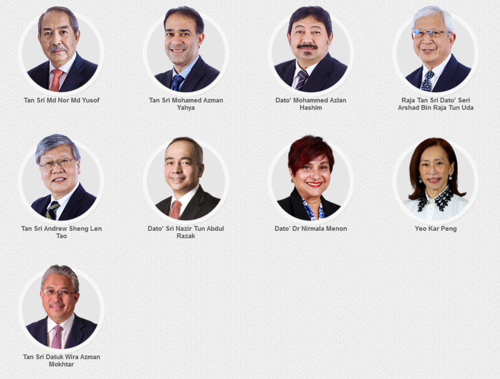 Khazanah’s website still lists the above as board members. — Picture via Khazanah
