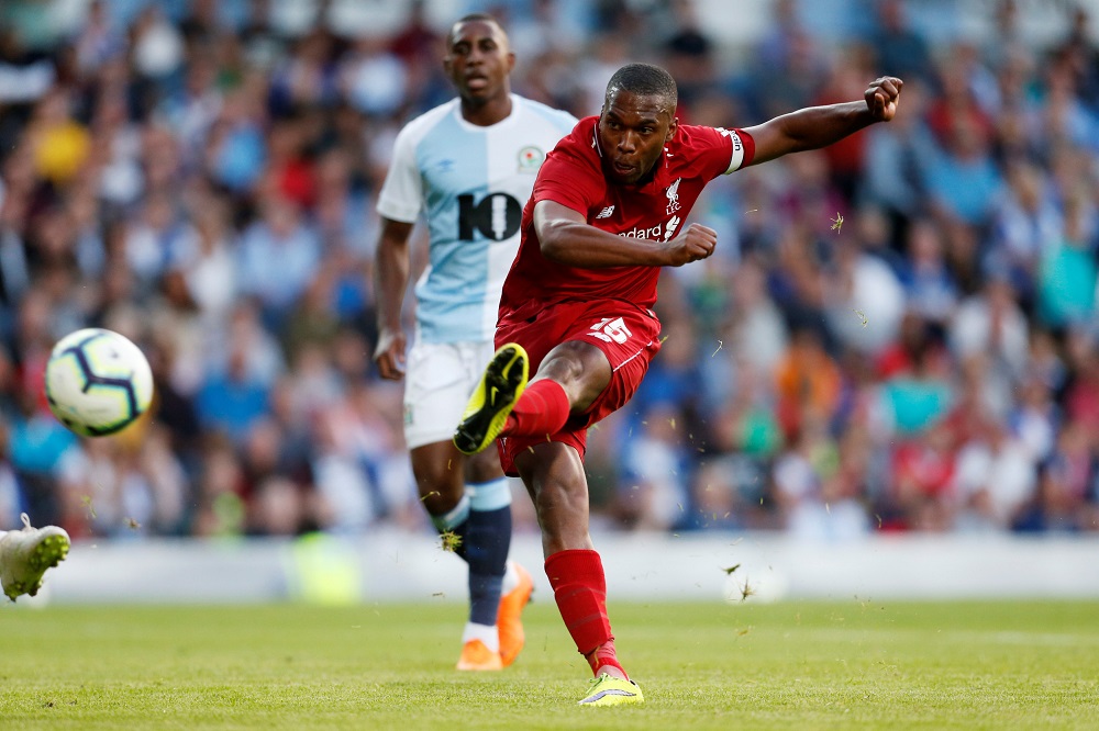 Liverpoolu00e2u20acu2122s Daniel Sturridge shoots at goal during a pres-season friendly against Blackburn Rovers at Ewood Park, Blackburn July 19, 2018. u00e2u20acu201d Action Images via Reuters pic