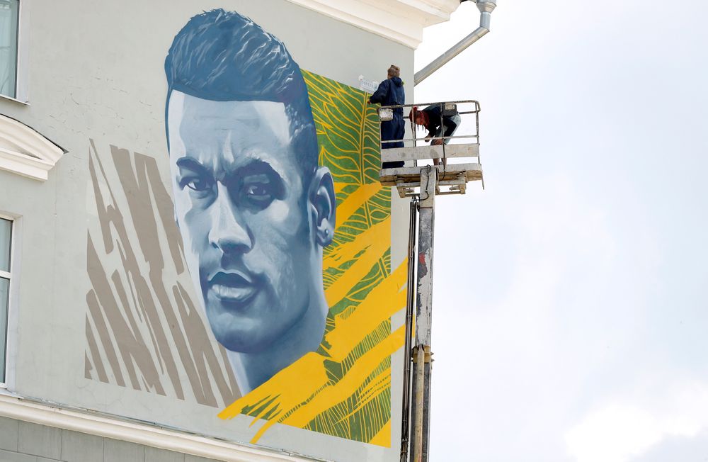 Mural of Braziu00e2u20acu2122s Neymar in Kazan, Russia, July 5, 2018. u00e2u20acu201d Reuters pic