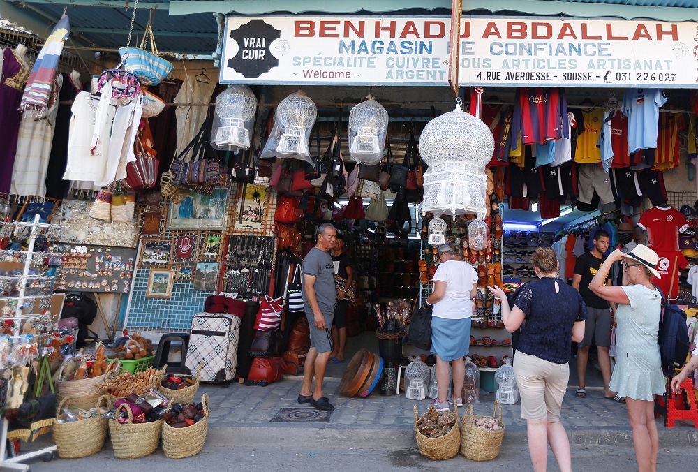 Russian tourists are seen shopping at the old medina in Sousse, Tunisia June 22, 2018. u00e2u20acu201d Reuters pic  