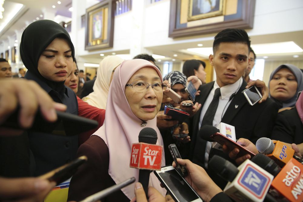 Deputy Prime Minister Datuk Seri Dr Wan Azizah Wan Ismail speaks to reporters at Parliament in Kuala Lumpur on July 31, 2018. u00e2u20acu2022 Picture by Yusof Mat Isa