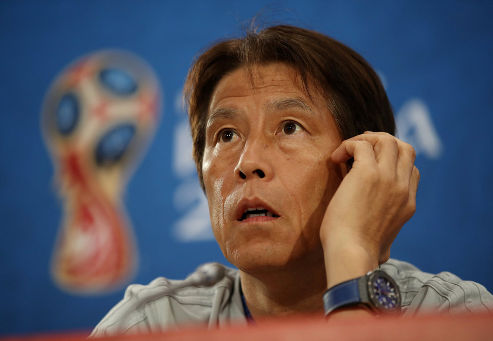 Japan coach Akira Nishino during the press conference in Rostov-on-Don July 1, 2018. u00e2u20acu201d Reuters pic 