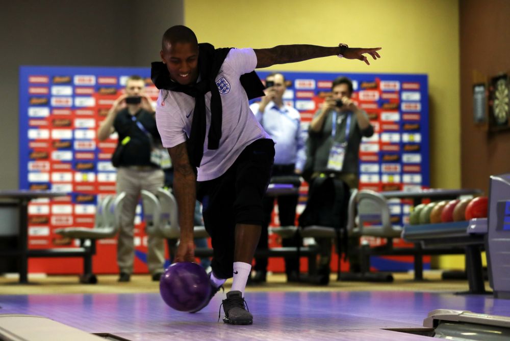 England's Ashley Young during a bowling session in St Petersburg July 9, 2018. u00e2u20acu2022 Reuters pic
