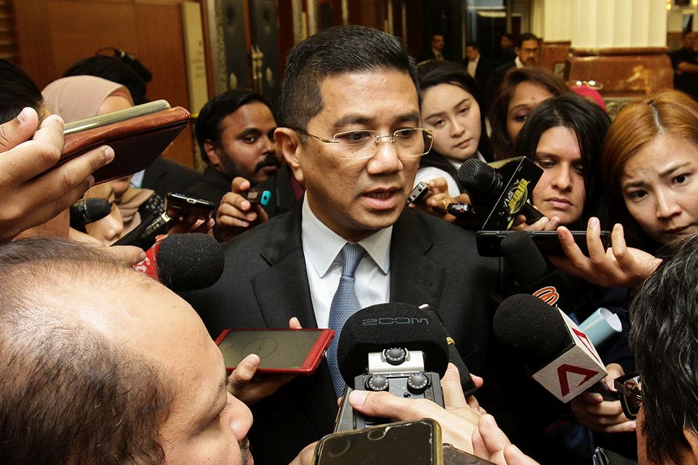 Minister of Economic Affairs Datuk Seri Azmin Ali speaks to reporters at Parliament July 24 2018. u00e2u20acu201d Picture by Miera Zulyana