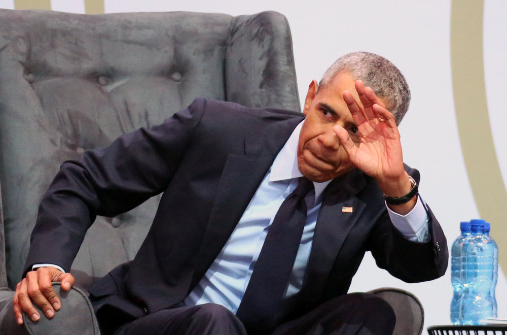 Former US President Barack Obama waves after he delivered the 16th Nelson Mandela annual lecture, marking the centenary of the anti-apartheid leader's birth, in Johannesburg July 17, 2018. u00e2u20acu201d Reuters pic