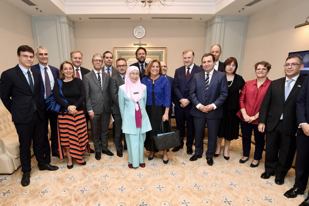 Deputy Prime Minister Datuk Seri Dr Wan Azizah Wan Ismail today received a courtesy call from a group of European Union (EU) envoys, led by Maria Castillo Fernandez, at Perdana Putra, Putrajaya July 23, 2018. u00e2u20acu201d Bernama pic