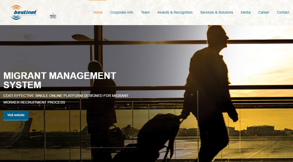 Screengrab of the Bestinet website  www.bestinet.com.my.