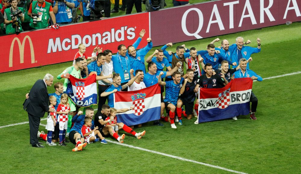 Croatia players celebrate victory after beating England 2-1 in the 2018 World Cup semifinal, July 12, 2018. u00e2u20acu2022 Reuters pic