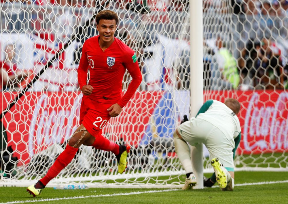 England's Dele Alli celebrates after scoring the second goal against Sweden July 7, 2018. u00e2u20acu2022 Reuters pic