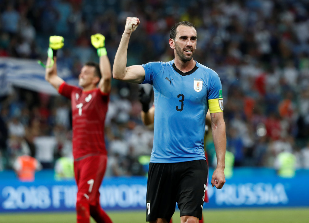 Uruguay's Diego Godin celebrates after the World Cup Round of 16 match with Portugal in Sochi June 30, 2018. u00e2u20acu201d Reuters pic