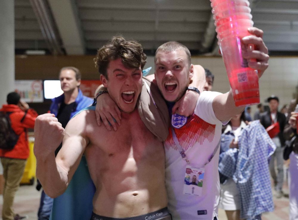 England's fans celebrate after winning the penalty shootout against Colombia. u00e2u20acu201d Reuters pic