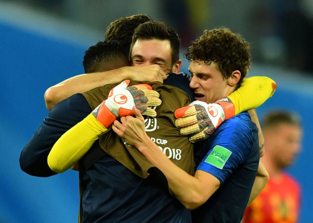 France's Hugo Lloris, Benjamin Pavard and team mates celebrate after the match against Belgium July 11, 2018. u00e2u20acu2022 Reuters pic