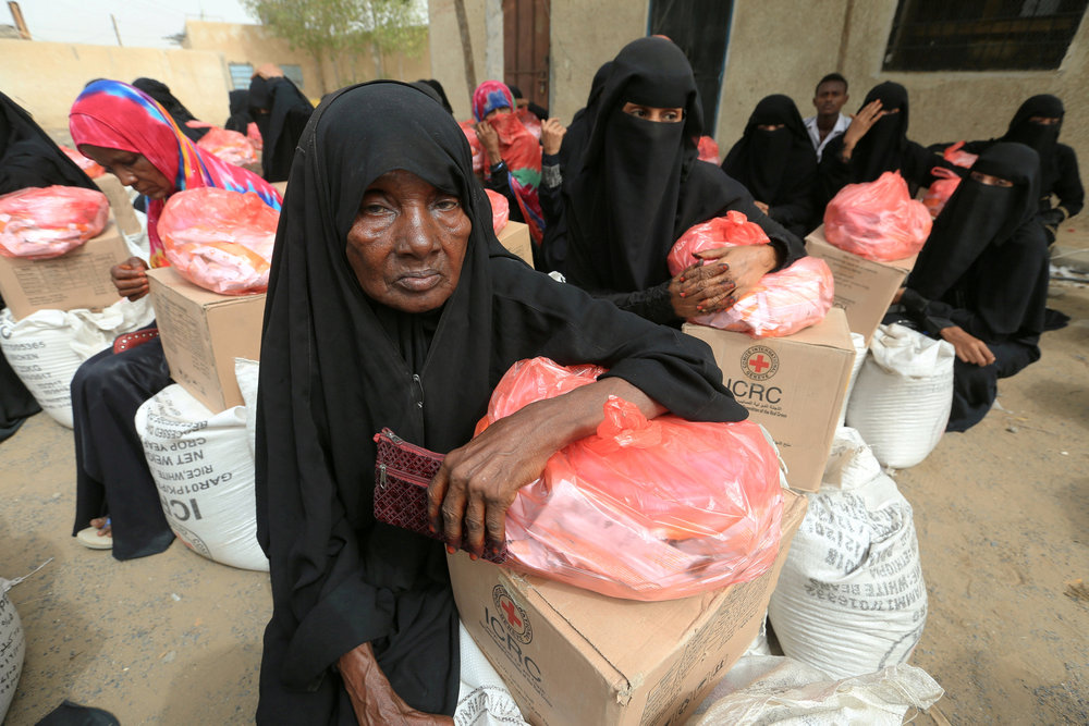 Women sit next to food aid delivered by the International Committee of the Red Cross to internally displaced people in the Red Sea port city of Hodeidah, Yemen July 21, 2018. u00e2u20acu201d Reuters pic