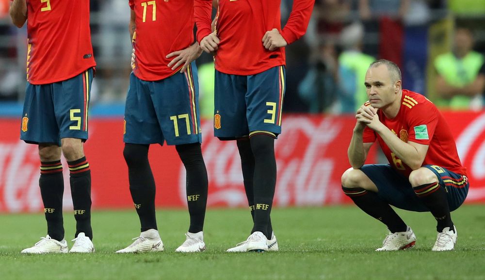 Spainu00e2u20acu2122s Andres Iniesta looks dejected after losing the penalty shootout against Russia during their World Cup Round of 16 match in Luzhniki Stadium, Moscow, Russia, July 1, 2018. u00e2u20acu201d Reuters pic