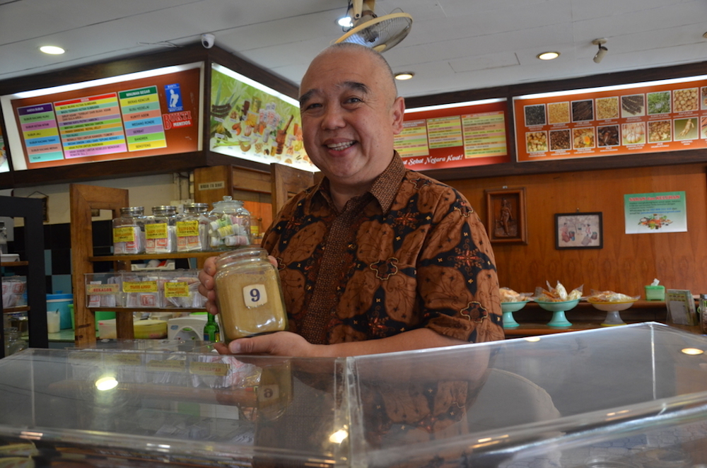 Rohmuli is the third generation in his family to take care of the jamu business. — Jakarta Globe pic