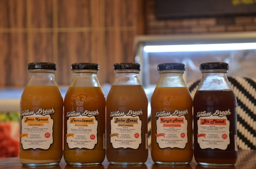 Sinless Break’s bottled jamus come in five classic flavours. — Jakarta Globe pic