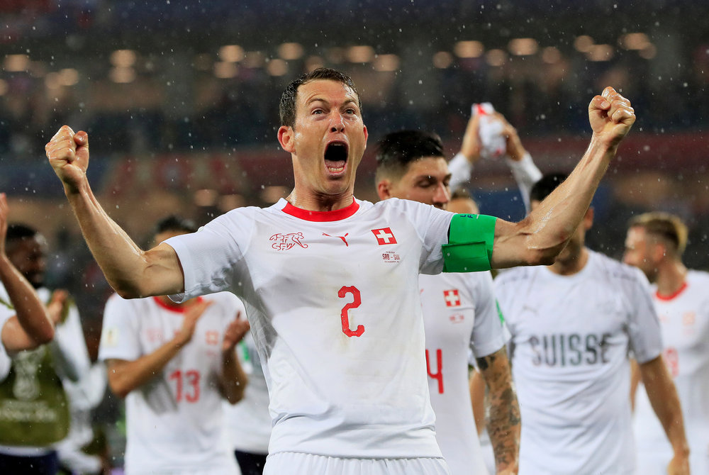 Switzerland's Stephan Lichtsteiner celebrates after the World Cup Group E match with Serbia in Kaliningrad June 22, 2018. u00e2u20acu201d Reuters pic 