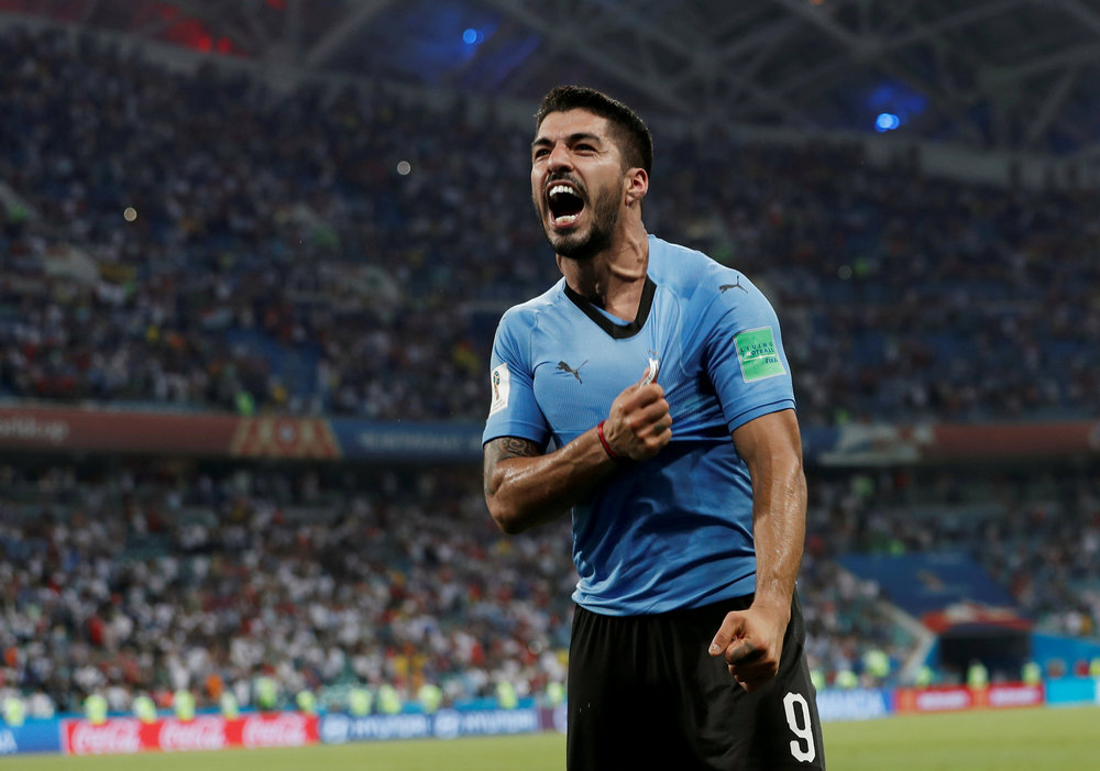 Uruguay's Luis Suarez celebrates after the  World Cup Round of 16 match with Portugal in Sochi June 30, 2018.  u00e2u20acu201d Reuters pic