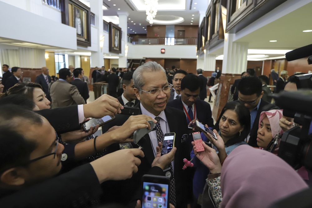 Tan Sri Annuar Musa speaks to reporters at Parliament July 18, 2018. u00e2u20acu201d Picture by Azneal Ishak