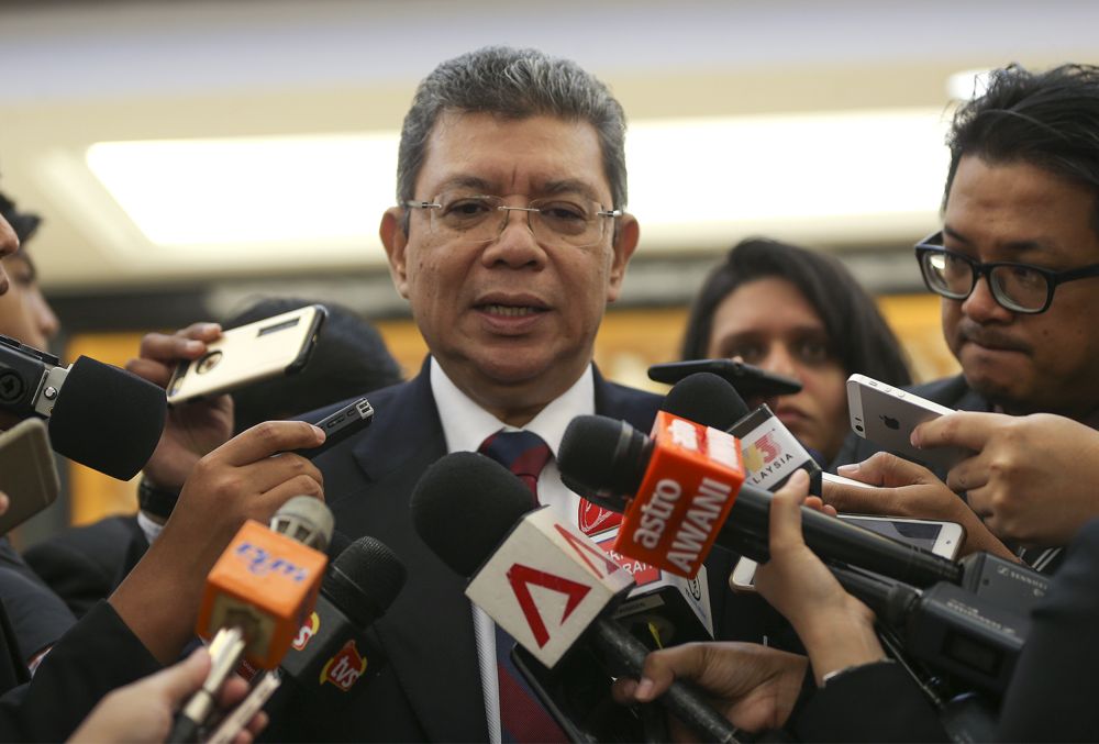 Foreign Minister Datuk Saifuddin Abdullah speaks to reporters at Parliament July 25, 2018. u00e2u20acu201d Picture by Azneal Ishak