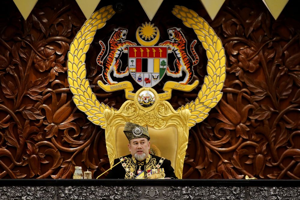  Yang di-Pertuan Agong Sultan Muhammad V delivers his royal address during the opening of the 14th Parliament today in Kuala Lumpur July 17, 2018. u00e2u20acu2022 Picture by Yusof Mat Isa