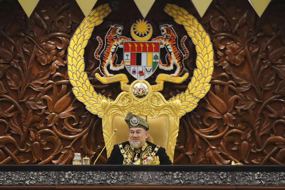 Yang di-Pertuan Agong Sultan Mohammad V pada ucapan pembukaan parlimen bertiitahkan supaya ahli parlimen tidak 'lari', 17 Julai 2018.  u00e2u20acu201d Foto oleh Yusof Mat Isa