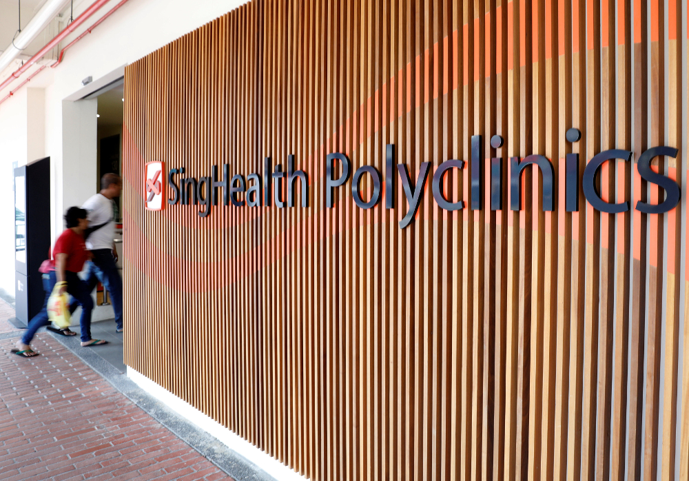 A SingHealth polyclinic signage is pictured in Singapore July 23, 2018. u00e2u20acu201d Reuters pic