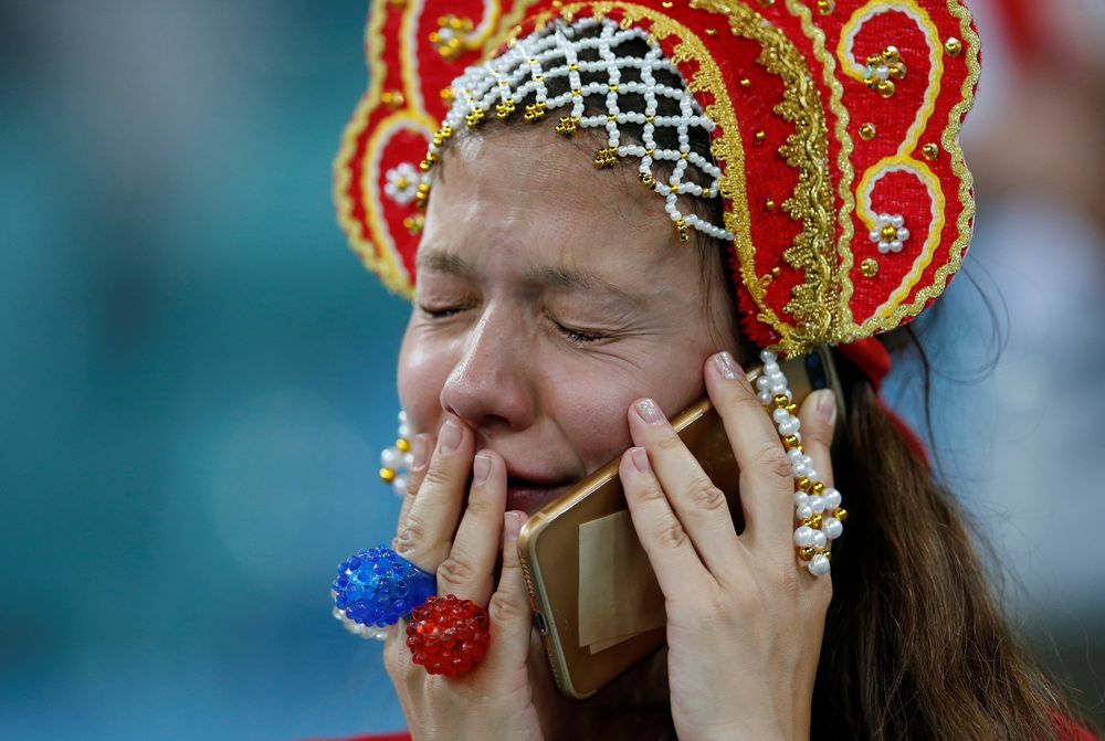 Russia fan looks dejected at the end of the match during their World Cup Quarter Final vs Croatia in Fisht Stadium, Sochi, Russia, July 7, 2018. u00e2u20acu201d Reuters pic