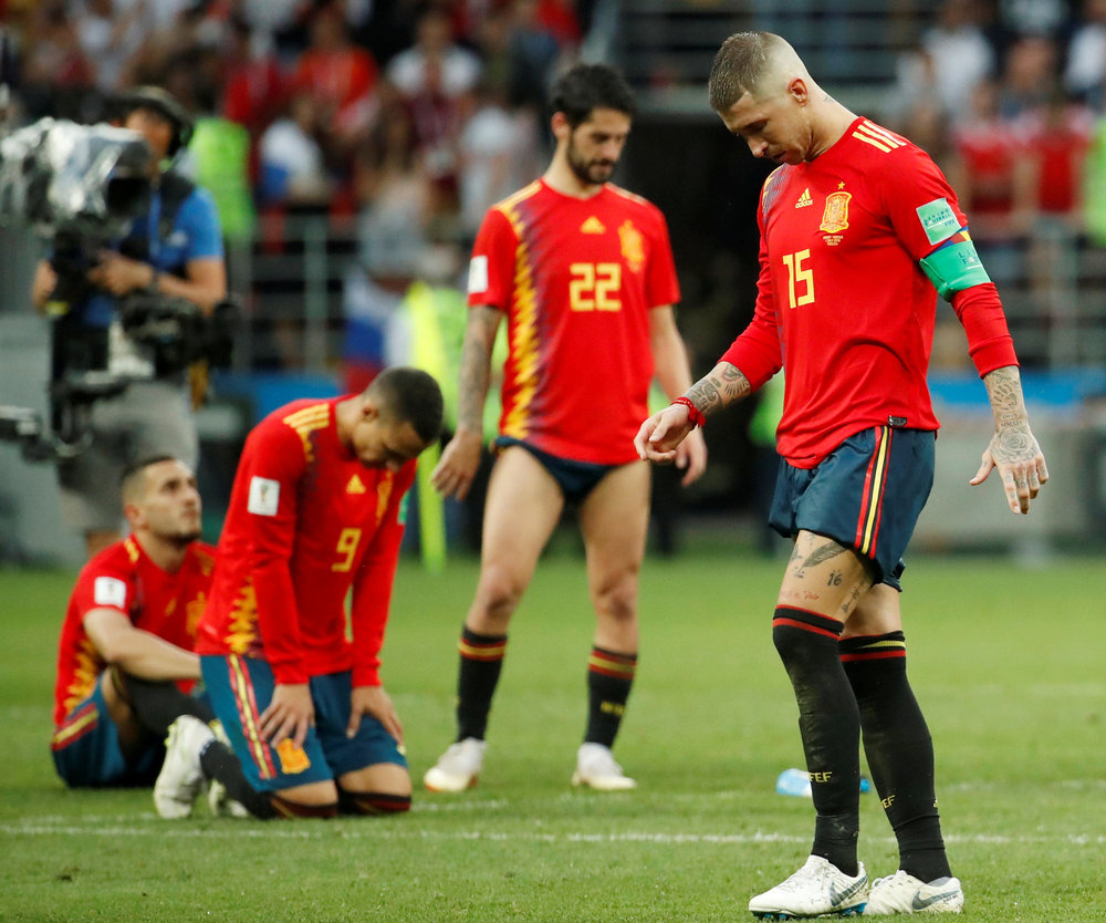 Spain's Sergio Ramos looks dejected during the penalty shootout of the World Cup Round of 16 match with Russia in Moscow July 1, 2018  u00e2u20acu201d Reuters pic 